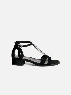 Mireia Playà Shoes Hebé Recycled Polyester Vegan Suede Heeled Sandal | Black