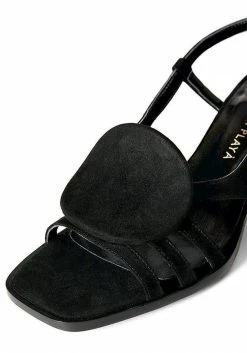 Mireia Playà Shoes Hiedra Recycled Polyester Vegan Suede Heeled Sandal | Black