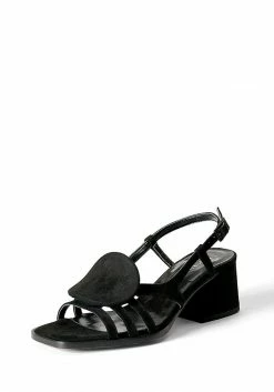 Mireia Playà Shoes Hiedra Recycled Polyester Vegan Suede Heeled Sandal | Black