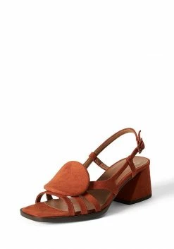 Mireia Playà Shoes Hiedra Recycled Polyester Vegan Suede Heeled Sandal | Brick Red