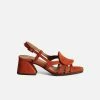 Mireia Playà Shoes Hiedra Recycled Polyester Vegan Suede Heeled Sandal | Brick Red