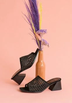 Mireia Playà Joana Woven Vegan Leather Mules | Black