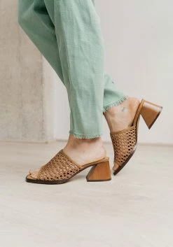 Mireia Playà Joana Woven Vegan Leather Mules | Camel Shoes