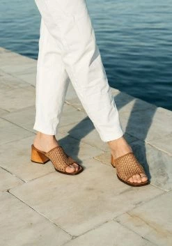 Mireia Playà Joana Woven Vegan Leather Mules | Camel Shoes