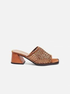 Mireia Playà Joana Woven Vegan Leather Mules | Camel Shoes