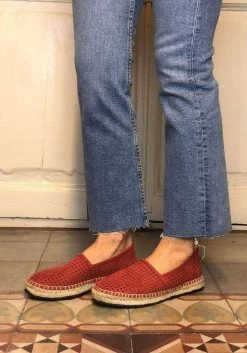 Mireia Playà Jute Lined Vegan Suede Espadrilles | Red Shoes