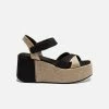 Mireia Playà Marta Recycled Linen & Jute Vegan Platform Sandals | Black & Beige