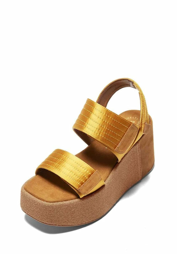 Mireia Playà Meritxell Adjustable Vegan Satin Platform Sandals | Gold Shoes 6 Mireia Playà Meritxell Adjustable Vegan Satin Platform Sandals | Gold Shoes