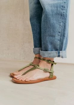 Mireia Playà Shoes Julieta Vegan Satin Strap Sandals | Green