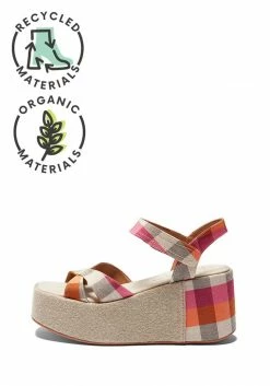 Mireia Playà Marta Organic Cotton Vegan Platform Sandals | Pink Gingham Shoes