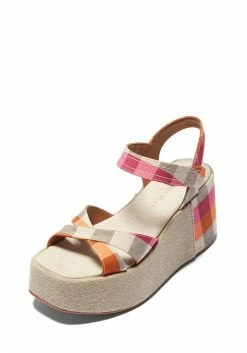 Mireia Playà Marta Organic Cotton Vegan Platform Sandals | Pink Gingham Shoes
