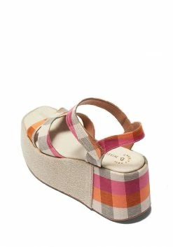 Mireia Playà Marta Organic Cotton Vegan Platform Sandals | Pink Gingham Shoes