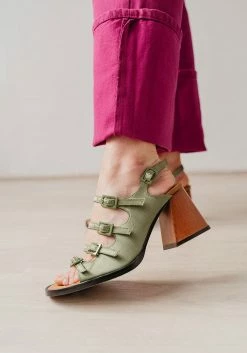 Mireia Playà Martina Vegan Satin High Heel Sandals | Green Shoes