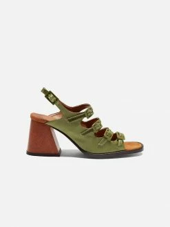 Mireia Playà Martina Vegan Satin High Heel Sandals | Green Shoes