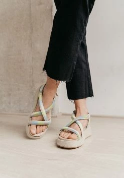 Mireia Playà Matilde Organic Cotton Vegan Platform Sandals | Blue Gingham Shoes
