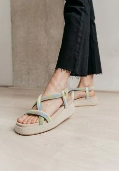 Mireia Playà Matilde Organic Cotton Vegan Platform Sandals | Blue Gingham Shoes