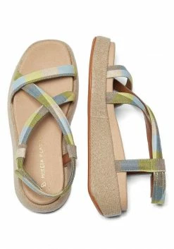 Mireia Playà Matilde Organic Cotton Vegan Platform Sandals | Blue Gingham Shoes