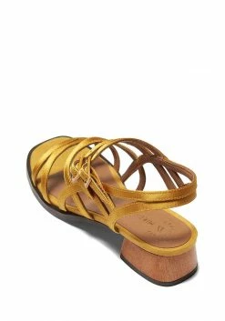 Mireia Playà Maxime Vegan Satin Strap Sandals | Gold Shoes
