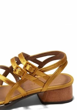 Mireia Playà Maxime Vegan Satin Strap Sandals | Gold Shoes