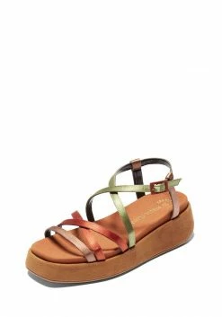 Mireia Playà Melissa Vegan Satin Low Platform Sandals | Multicolour & Terracotta Tile Shoes