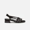 Mireia Playà Melita Vegan Satin Block Heel Slingback Sandals | Black Shoes