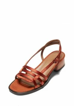Mireia Playà Shoes Melita Vegan Satin Block Heel Slingback Sandals | Terracotta Tile