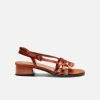 Mireia Playà Shoes Melita Vegan Satin Block Heel Slingback Sandals | Terracotta Tile