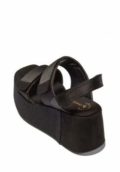 Mireia Playà Meritxell Adjustable Vegan Satin Platform Sandals | Black