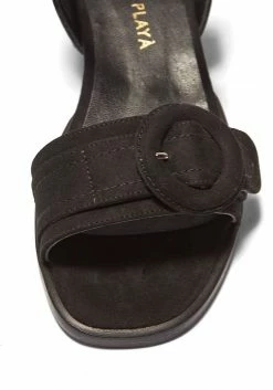 Mireia Playà Micaela Vegan Suede Velcro Strap Sandals | Black