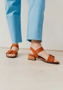 Mireia Playà Micaela Vegan Suede Velcro Strap Sandals | Terracotta Tile