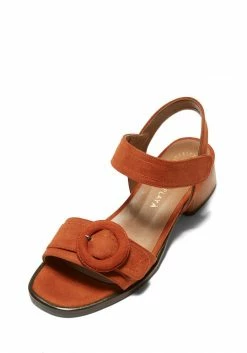 Mireia Playà Micaela Vegan Suede Velcro Strap Sandals | Terracotta Tile
