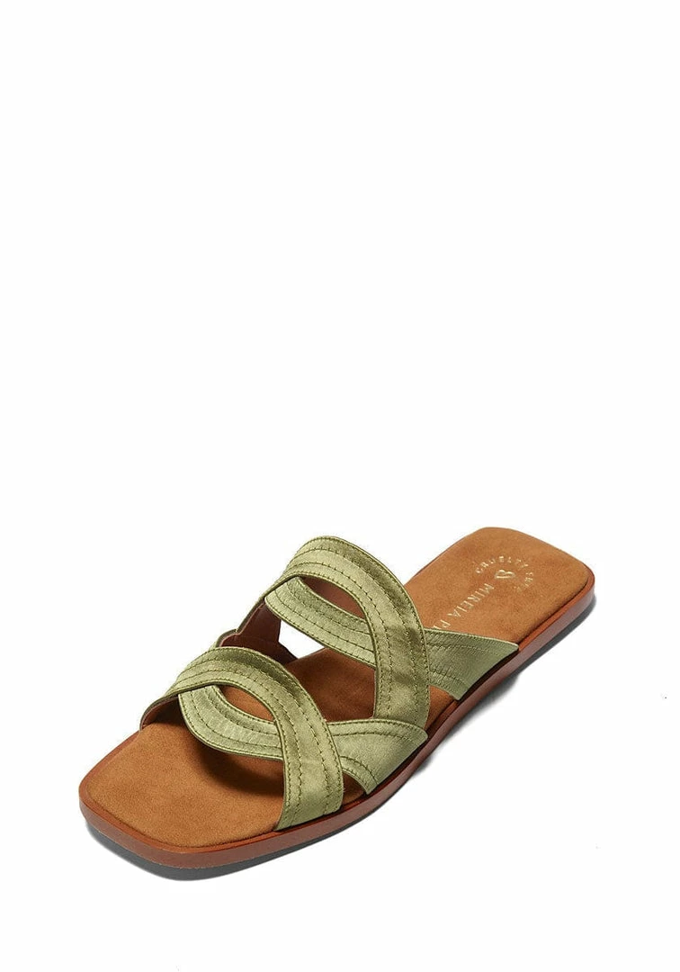 Mireia Playà Morgana Vegan Satin Slider Sandals | Green Shoes 6 Mireia Playà Morgana Vegan Satin Slider Sandals | Green Shoes