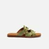 Mireia Playà Morgana Vegan Satin Slider Sandals | Green Shoes