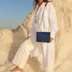 MURMALI Alpha Handcrafted Cork Vegan Crossbody Bag | Navy Bags