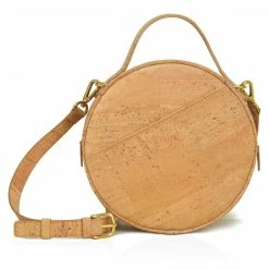 MURMALI Beta Handcrafted Cork Vegan Round Shoulder Bag | Natural