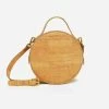 MURMALI Beta Handcrafted Cork Vegan Round Shoulder Bag | Natural