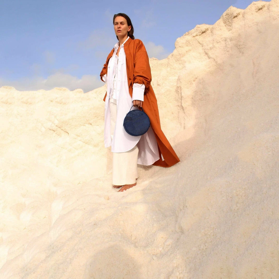 MURMALI Beta Handcrafted Cork Vegan Round Shoulder Bag | Navy 9 MURMALI Beta Handcrafted Cork Vegan Round Shoulder Bag | Navy