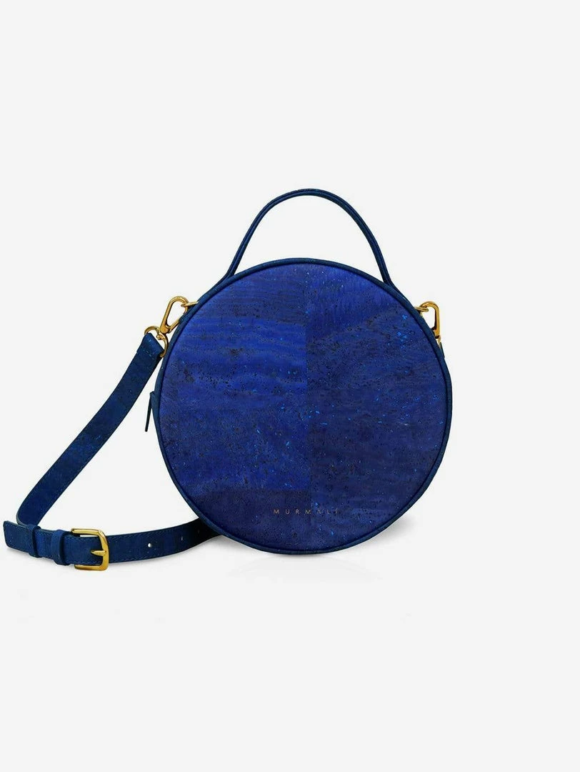 MURMALI Beta Handcrafted Cork Vegan Round Shoulder Bag | Navy 3 MURMALI Beta Handcrafted Cork Vegan Round Shoulder Bag | Navy