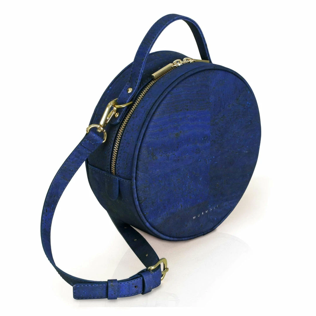 MURMALI Beta Handcrafted Cork Vegan Round Shoulder Bag | Navy 6 MURMALI Beta Handcrafted Cork Vegan Round Shoulder Bag | Navy