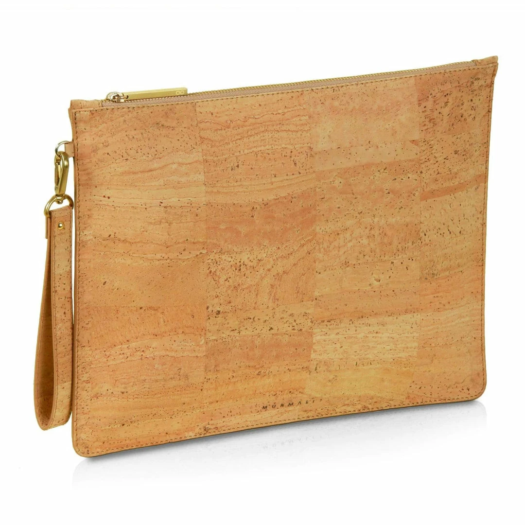 MURMALI Bags Delta Handcrafted Cork Vegan Large Clutch Pouch | Natural 5 MURMALI Bags Delta Handcrafted Cork Vegan Large Clutch Pouch | Natural