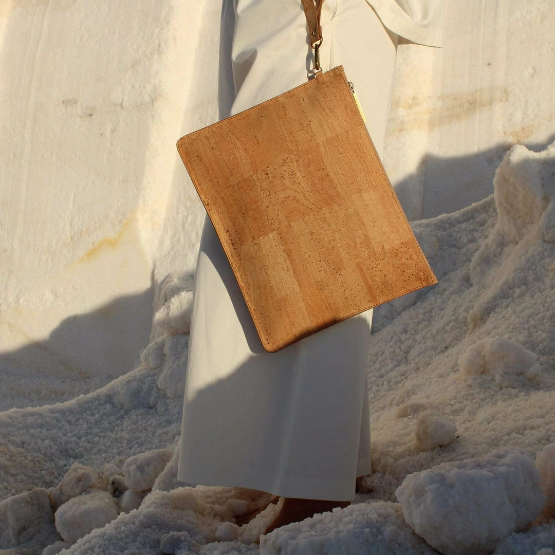 MURMALI Bags Delta Handcrafted Cork Vegan Large Clutch Pouch | Natural 7 MURMALI Bags Delta Handcrafted Cork Vegan Large Clutch Pouch | Natural