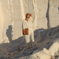 MURMALI Bags Delta Handcrafted Cork Vegan Large Clutch Pouch | Natural