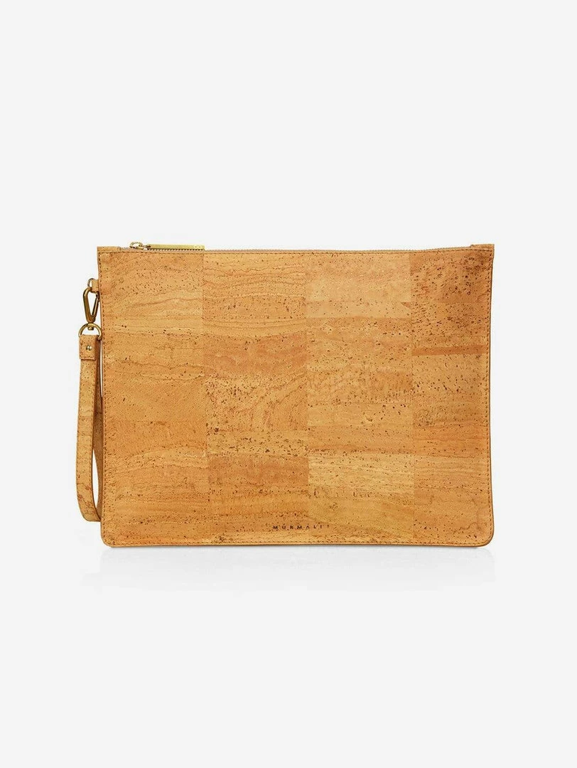 MURMALI Bags Delta Handcrafted Cork Vegan Large Clutch Pouch | Natural 3 MURMALI Bags Delta Handcrafted Cork Vegan Large Clutch Pouch | Natural
