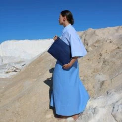 MURMALI Delta Handcrafted Cork Vegan Large Clutch Pouch | Navy