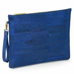 MURMALI Delta Handcrafted Cork Vegan Large Clutch Pouch | Navy