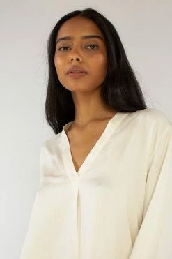Neu Nomads Clothing Bella TENCEL™ Modal Vegan Silk Blouse | Soft White