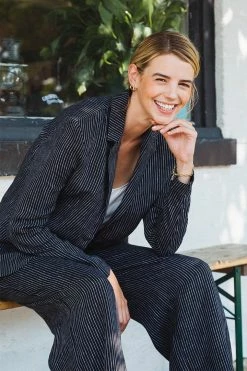 Neu Nomads Karlie Linen Suit Jacket | Black Stripe