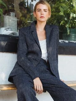 Neu Nomads Karlie Linen Suit Jacket | Black Stripe