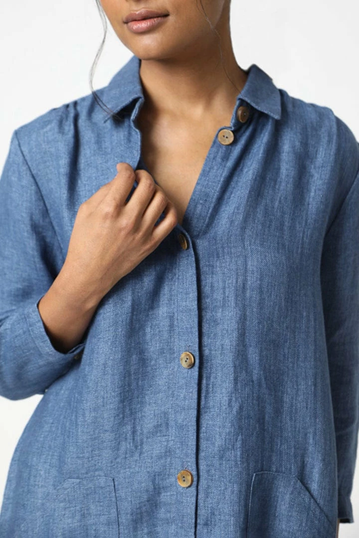 Neu Nomads Petra Long Sleeve Linen Shirt Dress | Chambray Clothing 7 Neu Nomads Petra Long Sleeve Linen Shirt Dress | Chambray Clothing