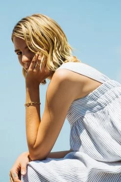 Neu Nomads Square Neck Linen Dress | White Stripe